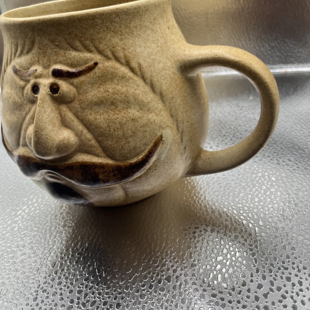 POTTERY CRAFT USA Cup Mustache Man Large Face Mug 1970's - Picture 5 of 16